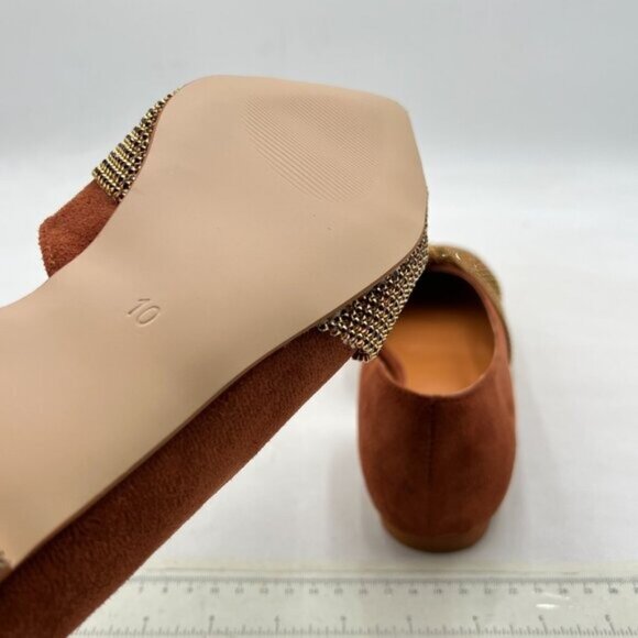 XYD Brown D'Orsay Pointed Toe Flats Rhinestone Bowknot Slip On Dating Dress Shoe - Picture 6 of 8